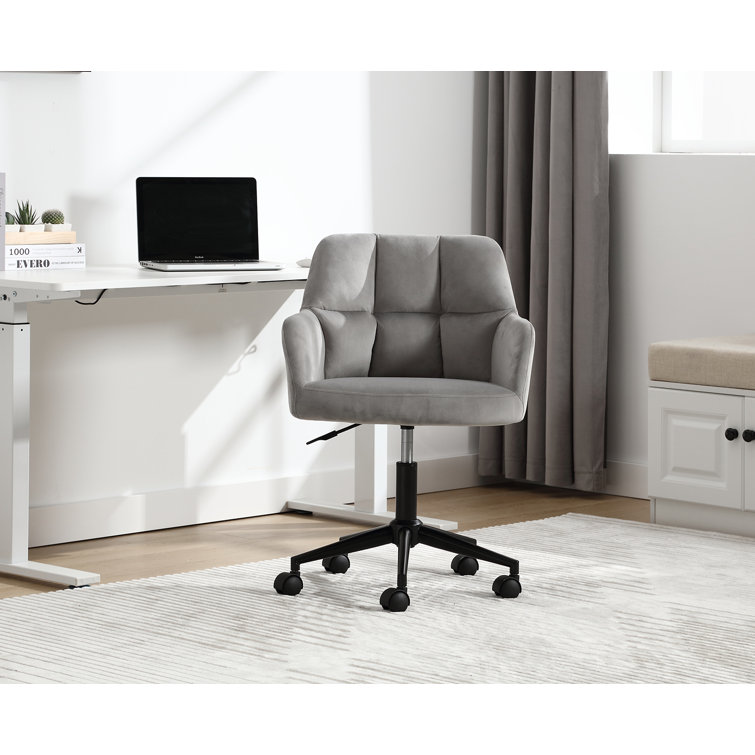 17 Stories Swivel chair with castors made of velvet, gray Wayfair.co.uk